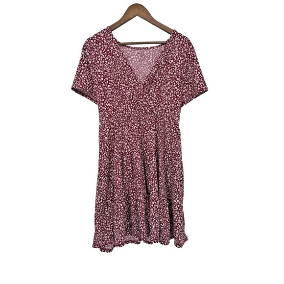 No Boundaries Dresses & Skirts - Y2K‎ Sundress Vintage Wrap Summer Dress ditzy Floral Red  tie back babydoll 1X